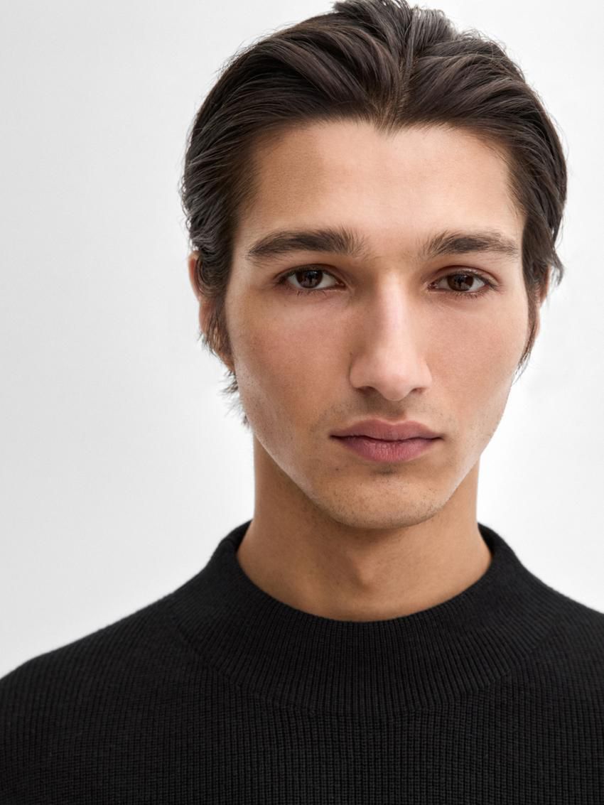 Massimo Dutti Mock Turtleneck Knit Men Sweater Black | US-QP6542701