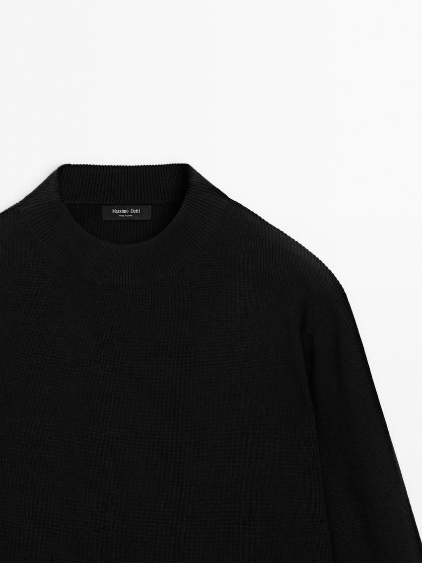 Massimo Dutti Mock Turtleneck Knit Men Sweater Black | US-QP6542701