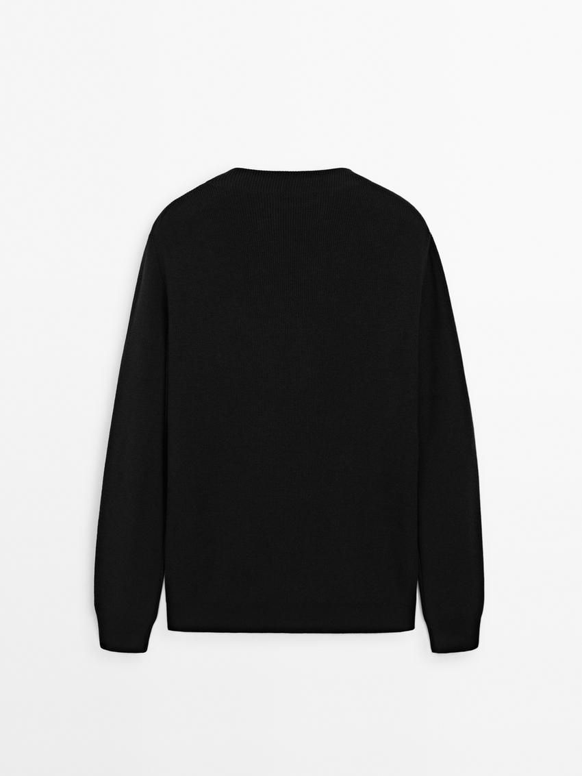 Massimo Dutti Mock Turtleneck Knit Men Sweater Black | US-QP6542701