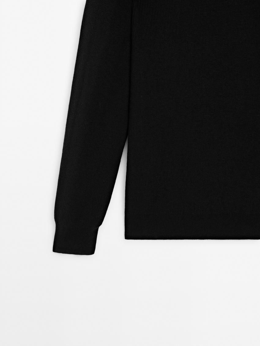 Massimo Dutti Mock Turtleneck Knit Men Sweater Black | US-QP6542701