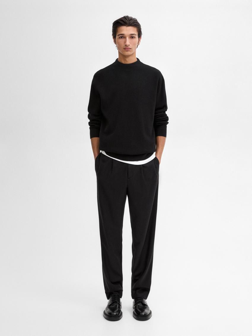 Massimo Dutti Mock Turtleneck Knit Men Sweater Black | US-QP6542701
