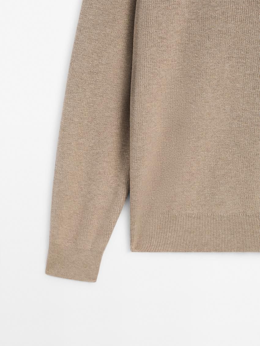 Massimo Dutti Mock Turtleneck Knit Men Sweater Brown Beige | US-ZT0536918