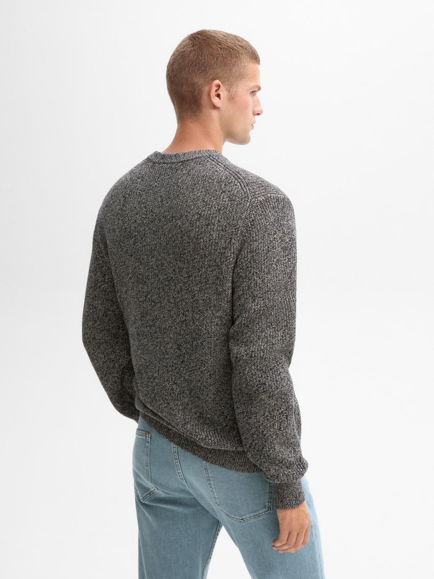 Massimo Dutti Mouliné Cotton Knit Men Sweater Grey Blue | US-PT7324819
