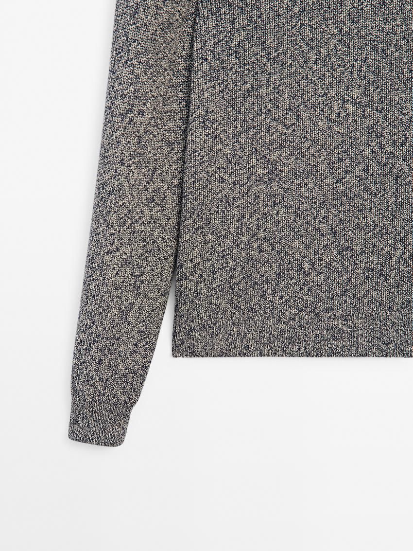 Massimo Dutti Mouliné Cotton Knit Men Sweater Grey Blue | US-PT7324819