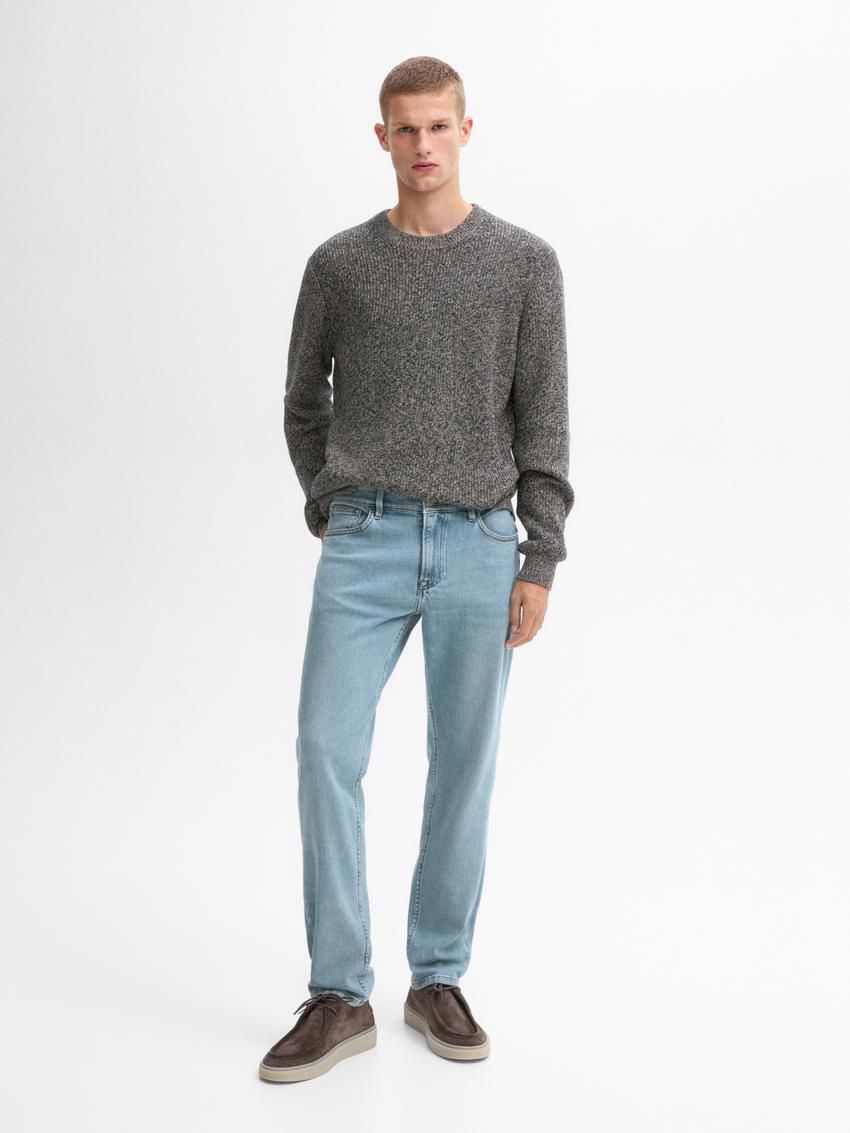 Massimo Dutti Mouliné Cotton Knit Men Sweater Grey Blue | US-PT7324819