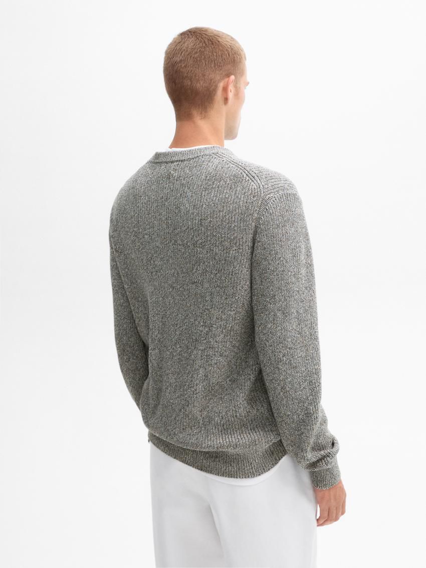 Massimo Dutti Mouliné Cotton Knit Men Sweater Grey | US-MS1879506
