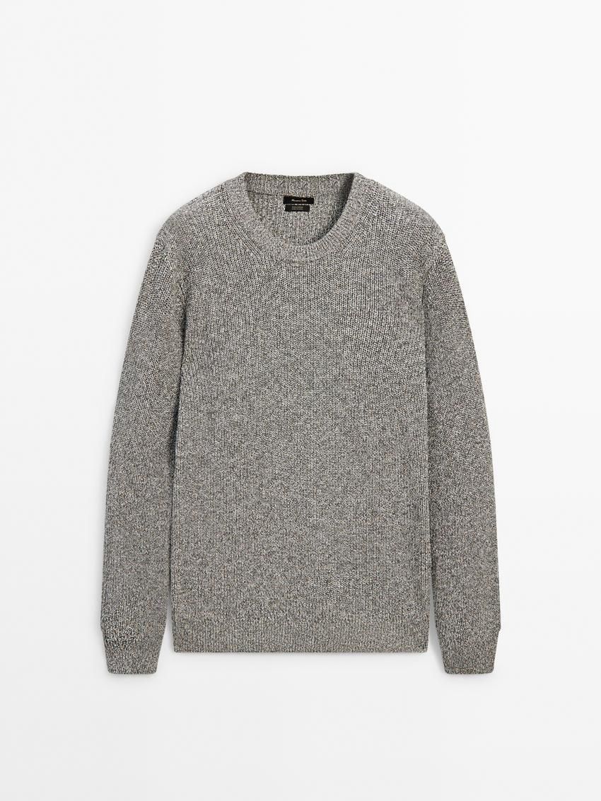Massimo Dutti Mouliné Cotton Knit Men Sweater Grey | US-MS1879506