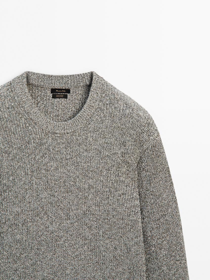 Massimo Dutti Mouliné Cotton Knit Men Sweater Grey | US-MS1879506
