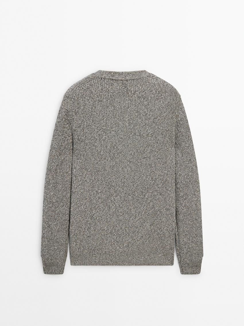 Massimo Dutti Mouliné Cotton Knit Men Sweater Grey | US-MS1879506