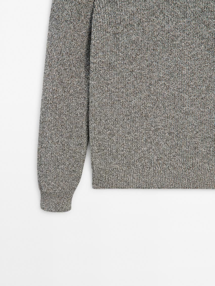 Massimo Dutti Mouliné Cotton Knit Men Sweater Grey | US-MS1879506