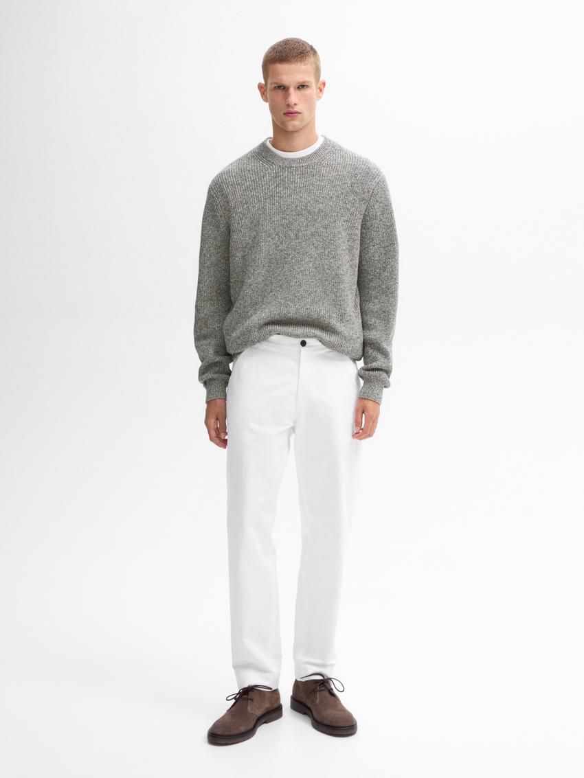 Massimo Dutti Mouliné Cotton Knit Men Sweater Grey | US-MS1879506