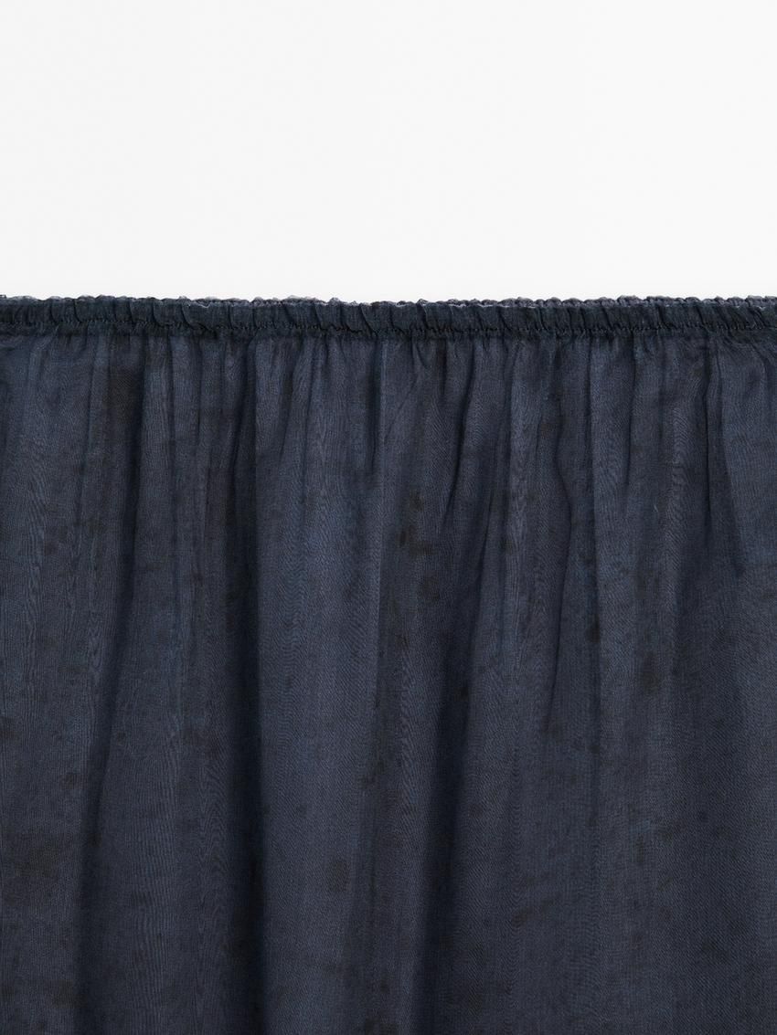 Massimo Dutti Mulberry Silk Organza Midi Women Skirts Dark Blue | US-UV6704839