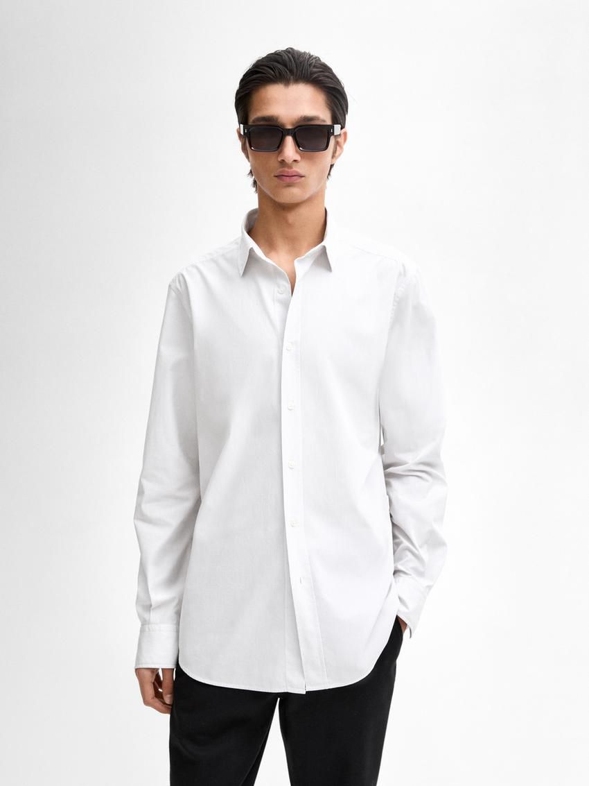 Massimo Dutti Multi-stripe Poplin Men Shirts Cream | US-GN7189304