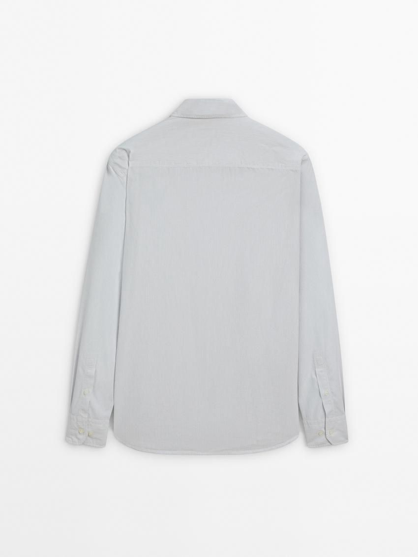 Massimo Dutti Multi-stripe Poplin Men Shirts Cream | US-GN7189304