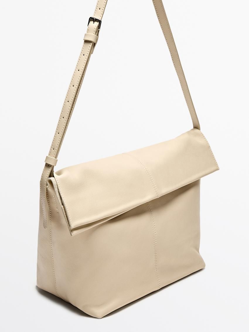 Massimo Dutti Multi-way Nappa Leather Women Shoulder Bag Beige | US-DH7156430