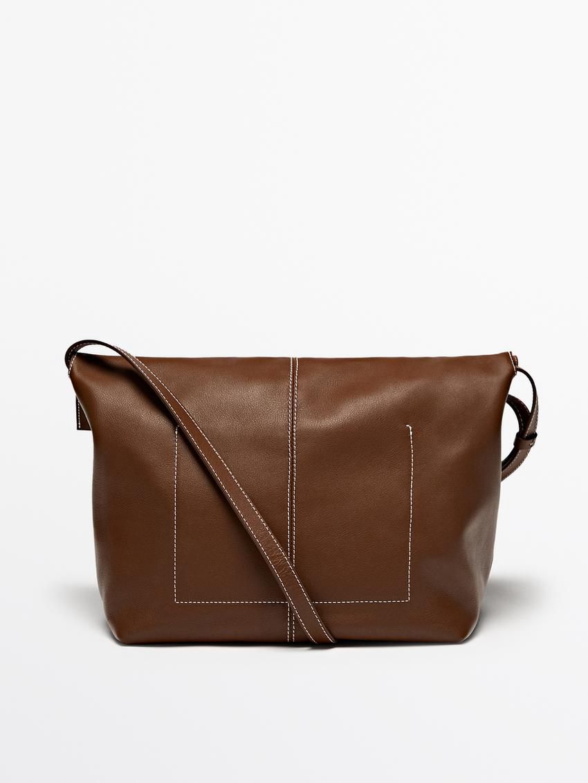 Massimo Dutti Multi-way Nappa Leather Women Shoulder Bag Brown | US-SY2458691