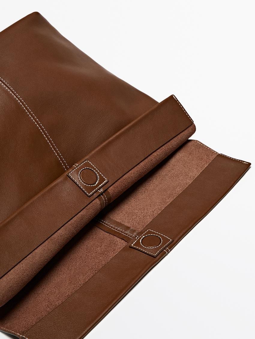 Massimo Dutti Multi-way Nappa Leather Women Shoulder Bag Brown | US-SY2458691