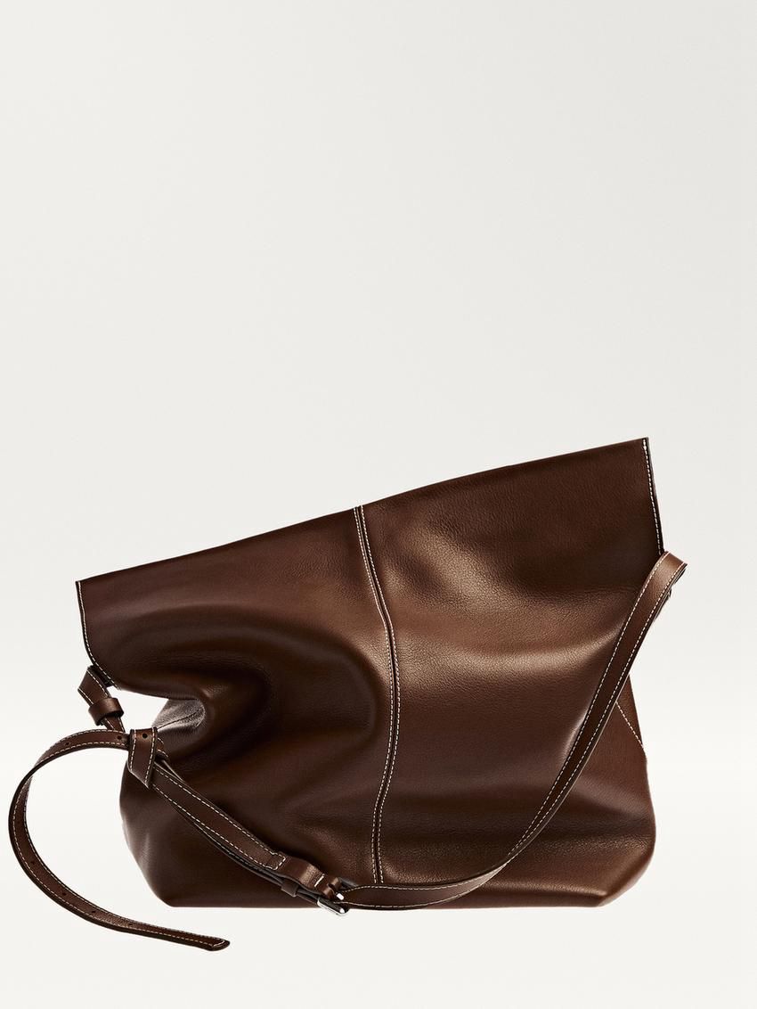 Massimo Dutti Multi-way Nappa Leather Women Shoulder Bag Brown | US-SY2458691