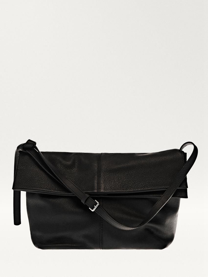 Massimo Dutti Multi-way Nappa Leather Women Shoulder Bag Black | US-AQ8413950