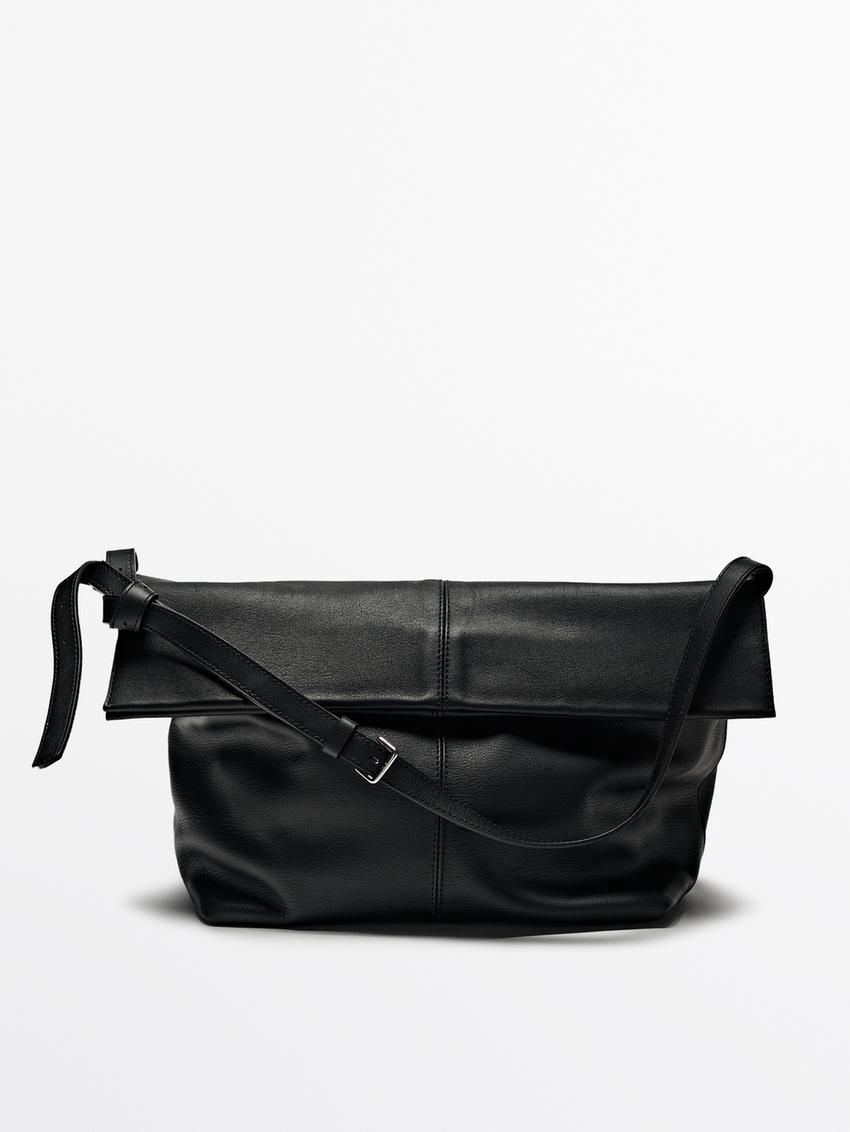 Massimo Dutti Multi-way Nappa Leather Women Shoulder Bag Black | US-AQ8413950