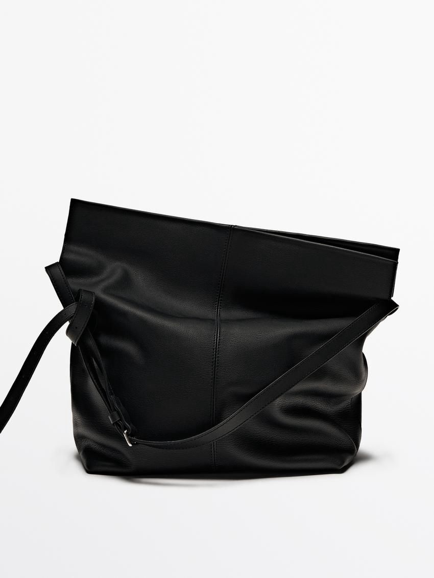 Massimo Dutti Multi-way Nappa Leather Women Shoulder Bag Black | US-AQ8413950