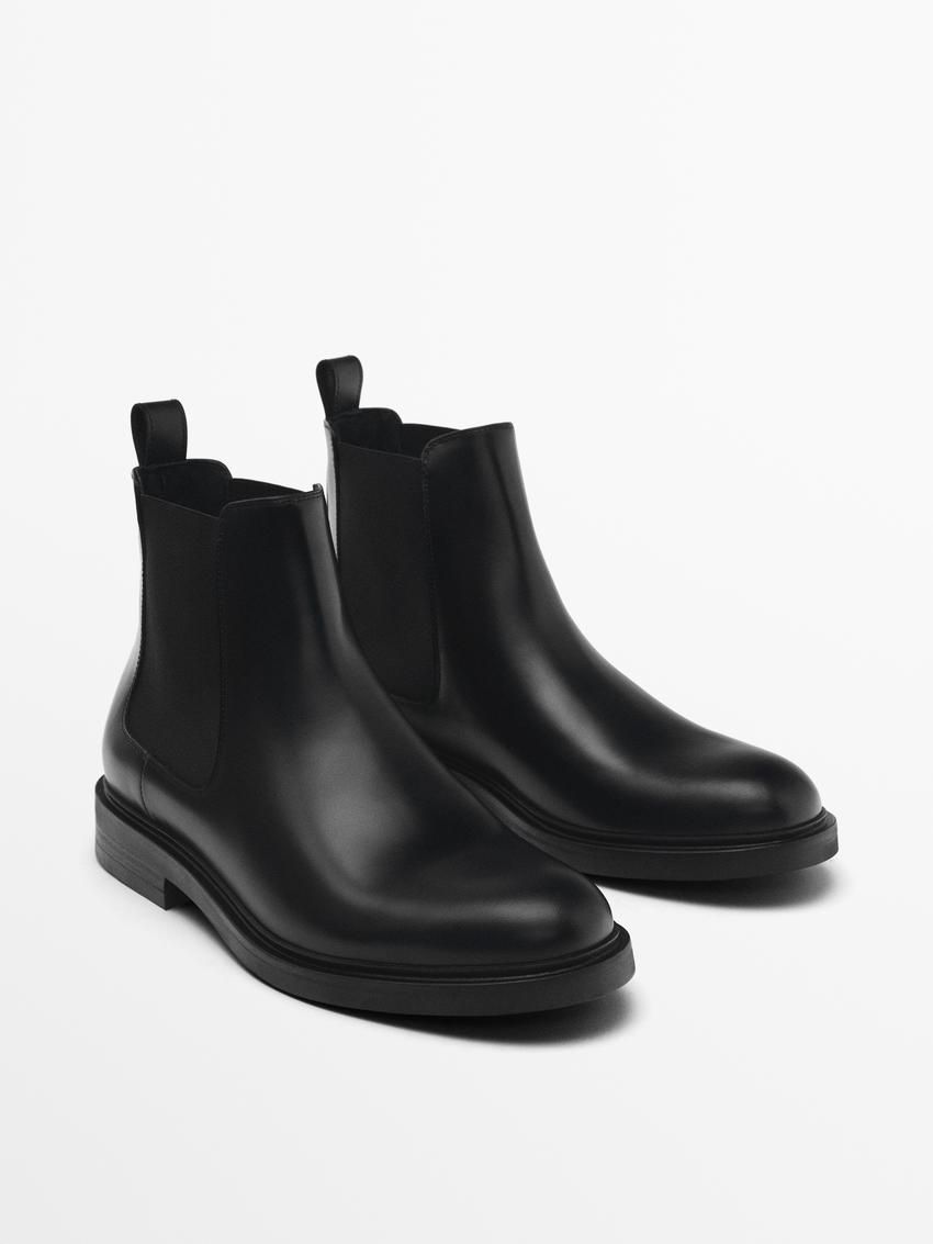 Massimo Dutti Nappa Ankle With Side Gores Men Chelsea Boots Black | US-ED2978103