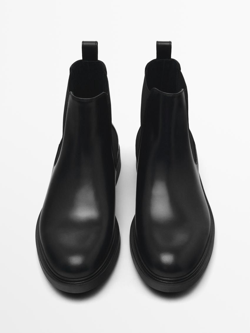 Massimo Dutti Nappa Ankle With Side Gores Men Chelsea Boots Black | US-ED2978103