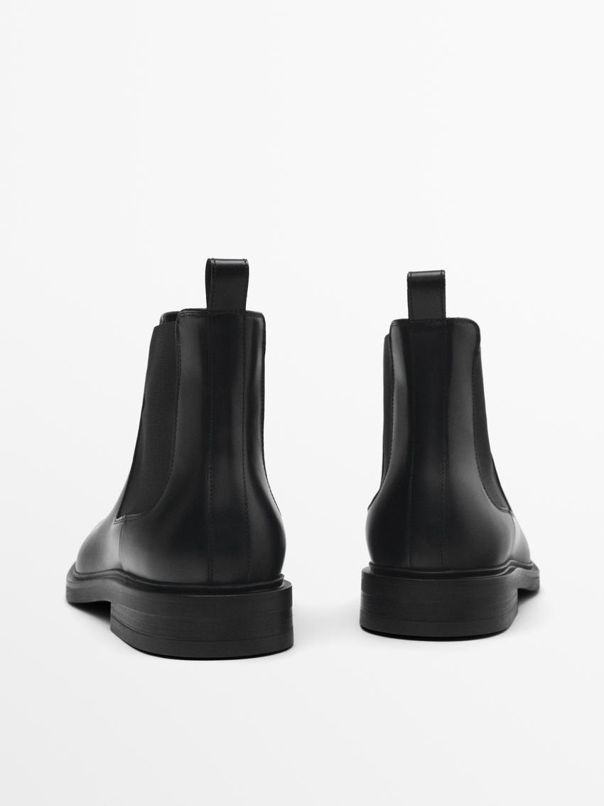 Massimo Dutti Nappa Ankle With Side Gores Men Chelsea Boots Black | US-ED2978103