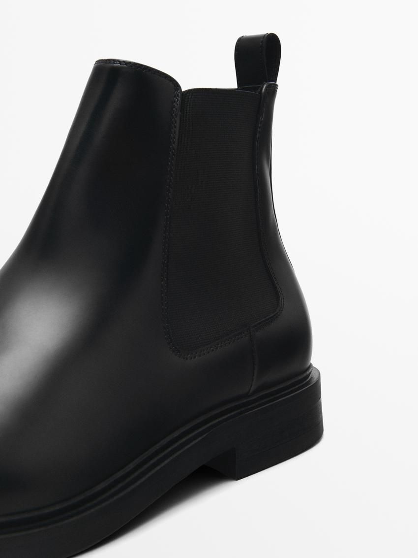Massimo Dutti Nappa Ankle With Side Gores Men Chelsea Boots Black | US-ED2978103
