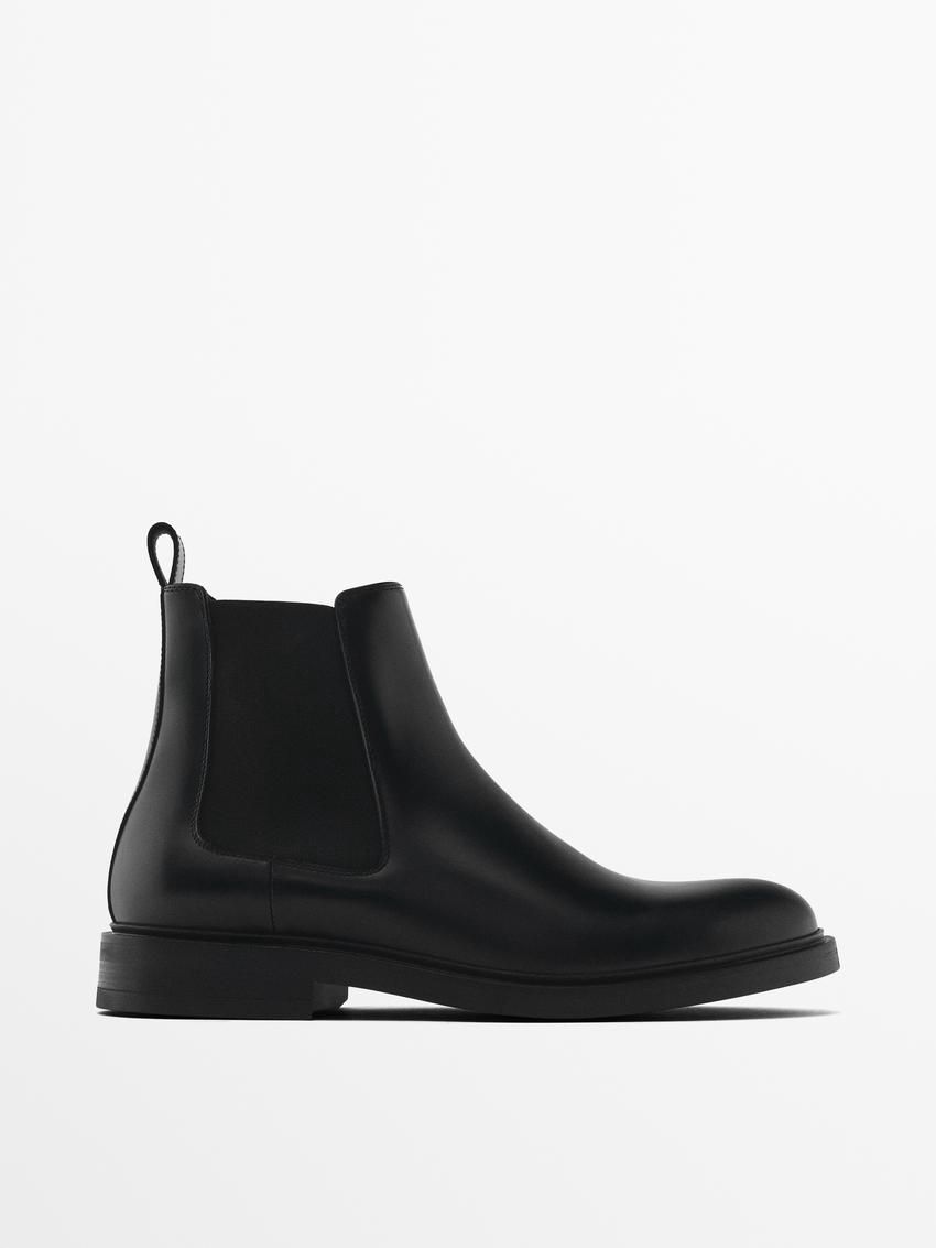 Massimo Dutti Nappa Ankle With Side Gores Men Chelsea Boots Black | US-ED2978103