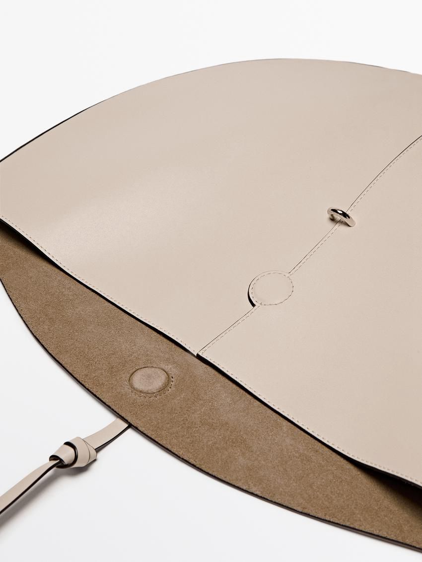 Massimo Dutti Nappa Leather Half Moon Women Shoulder Bag Beige | US-XS1480259