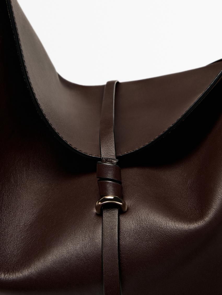Massimo Dutti Nappa Leather Half Moon Women Shoulder Bag Dark Brown | US-MT3298574
