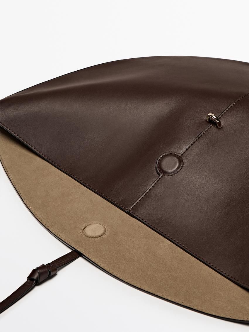 Massimo Dutti Nappa Leather Half Moon Women Shoulder Bag Dark Brown | US-MT3298574