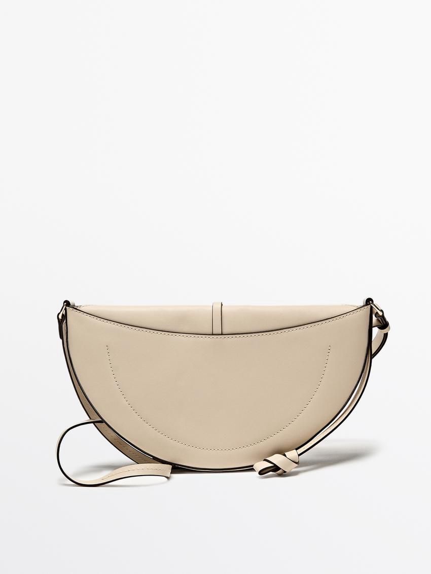 Massimo Dutti Nappa Leather Half-moon Mini Women Shoulder Bag Beige | US-FI1863075