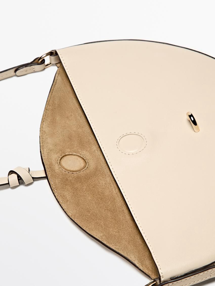 Massimo Dutti Nappa Leather Half-moon Mini Women Shoulder Bag Beige | US-FI1863075