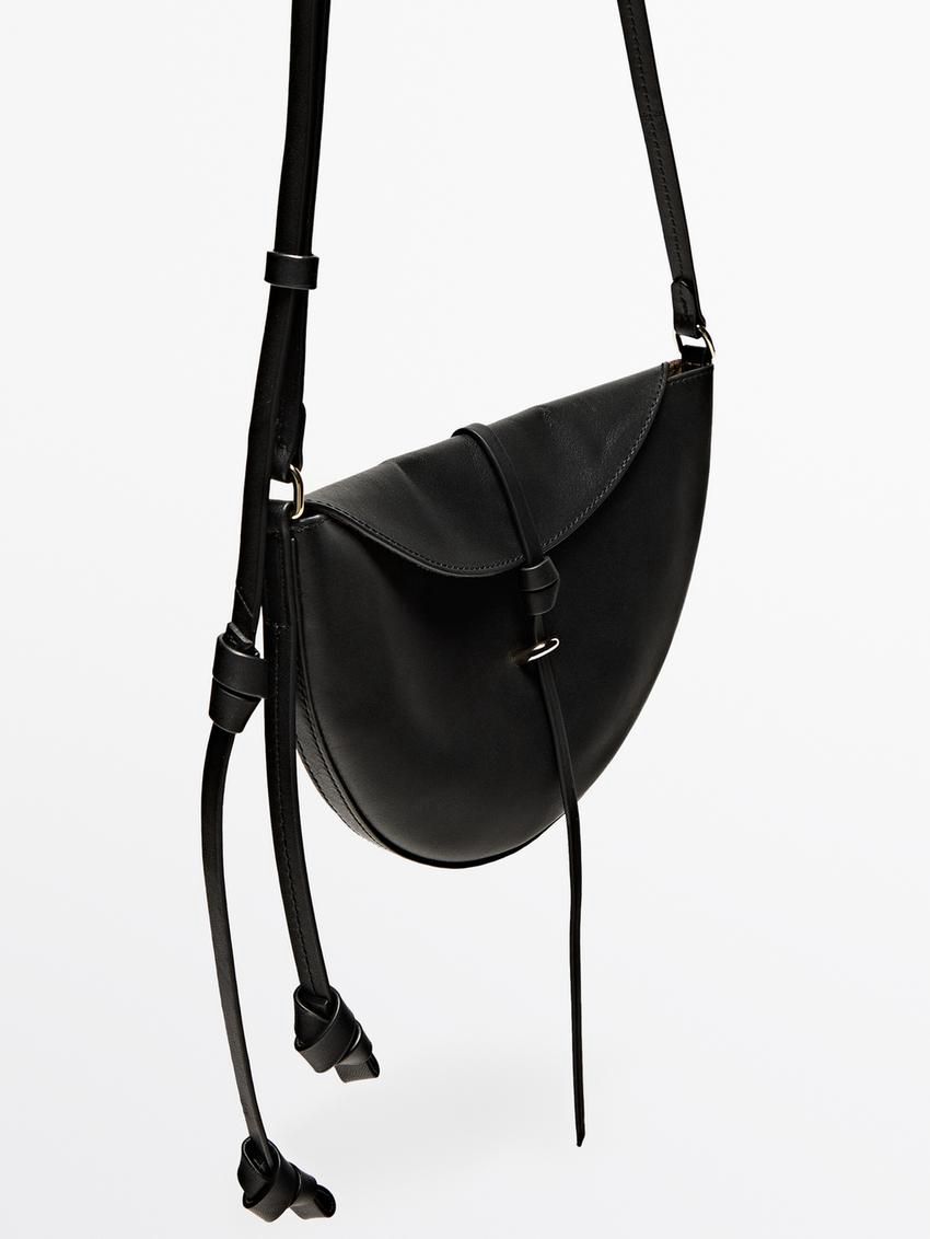 Massimo Dutti Nappa Leather Half-moon Mini Women Shoulder Bag Black | US-OK9368517