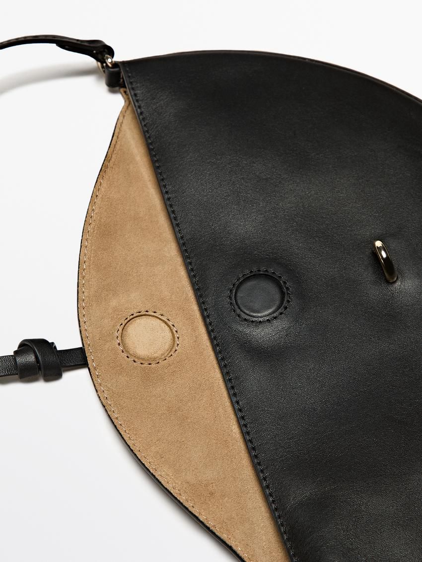 Massimo Dutti Nappa Leather Half-moon Mini Women Shoulder Bag Black | US-OK9368517