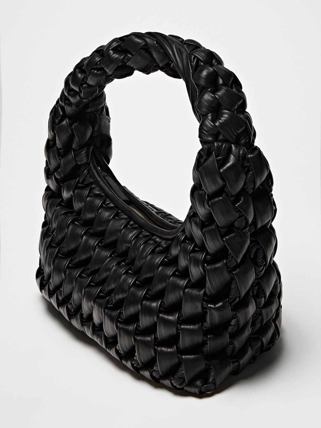Massimo Dutti Nappa Leather Maxi With Knot Detail Women Handbag Black | US-ON8317524