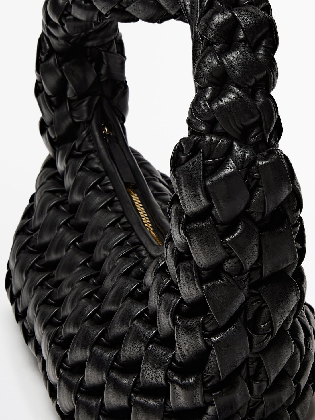 Massimo Dutti Nappa Leather Maxi With Knot Detail Women Handbag Black | US-ON8317524