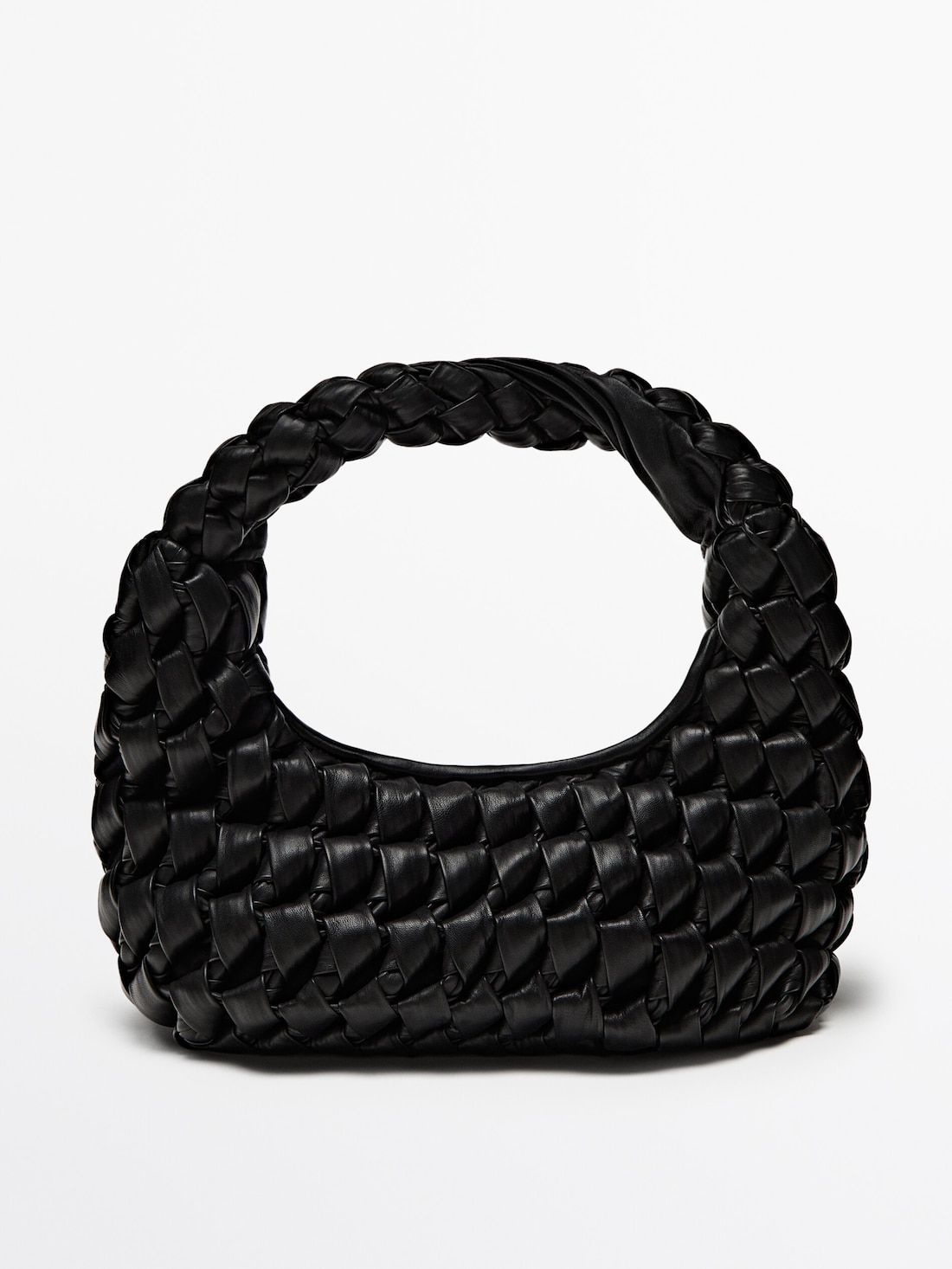Massimo Dutti Nappa Leather Maxi With Knot Detail Women Handbag Black | US-ON8317524