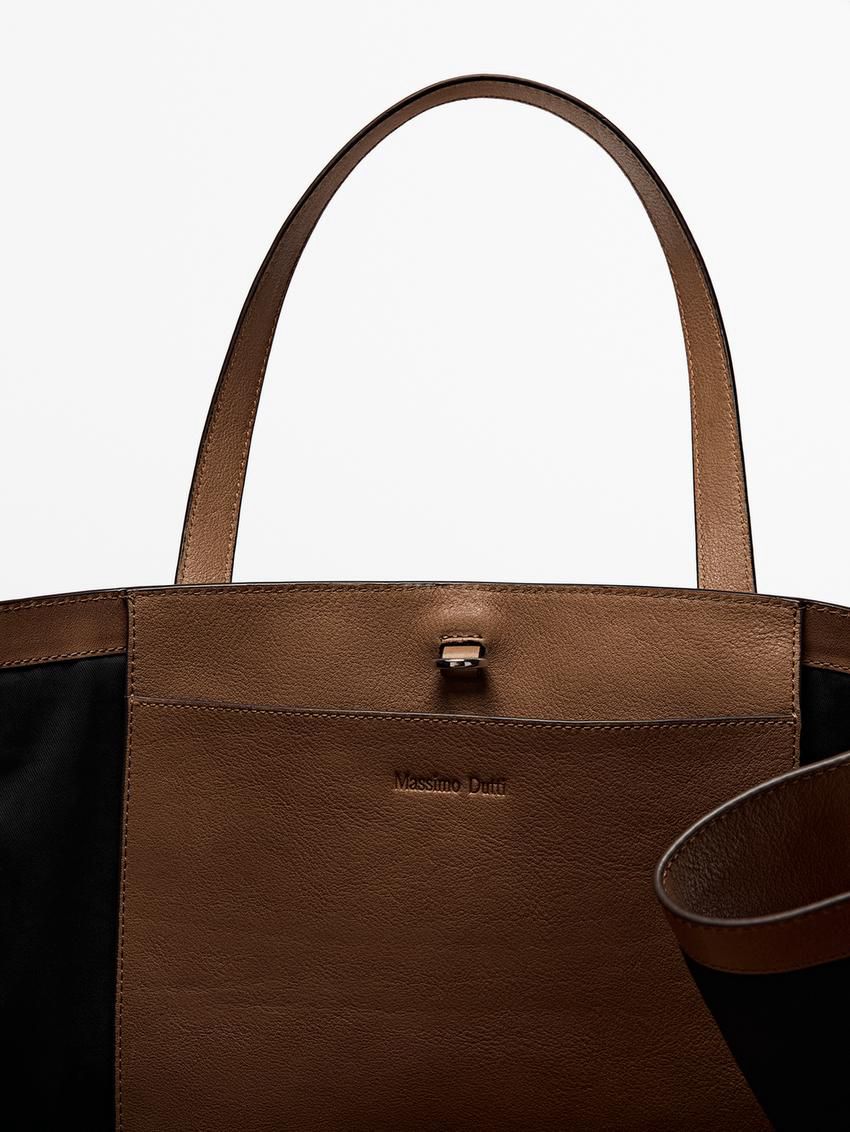Massimo Dutti Nappa Leather Maxi Women Tote Bag Brown | US-DF9403612