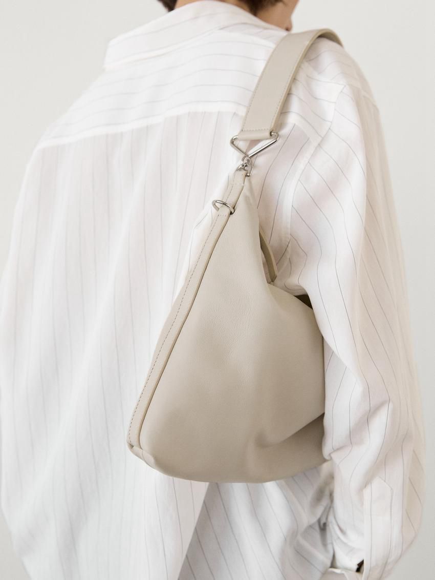 Massimo Dutti Nappa Leather Mini With Double Strap Women Shoulder Bag Beige | US-KL0793285