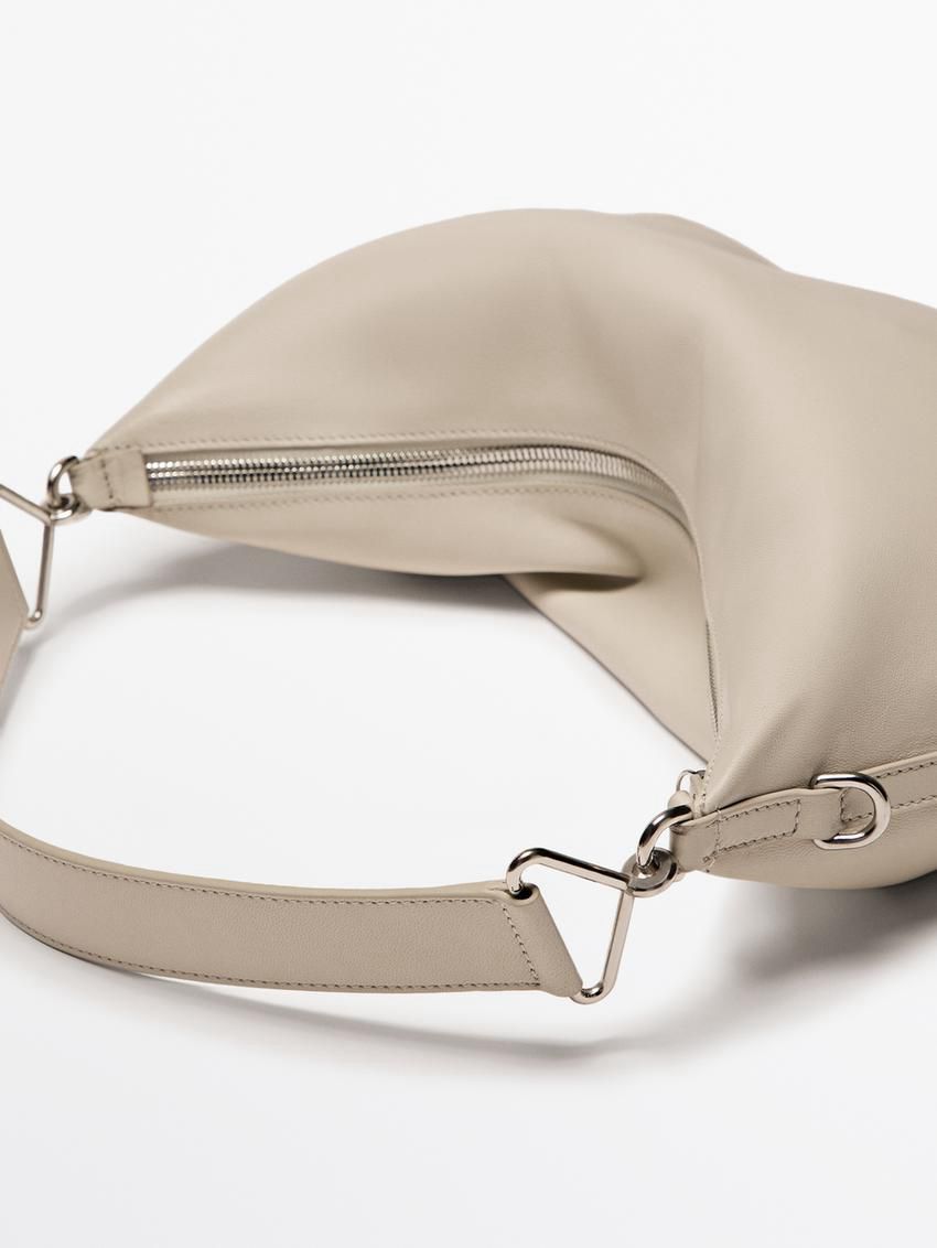 Massimo Dutti Nappa Leather Mini With Double Strap Women Shoulder Bag Beige | US-KL0793285