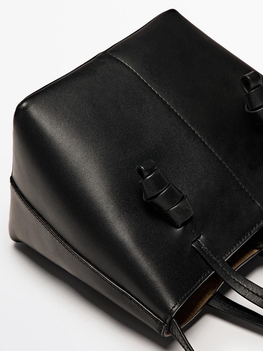 Massimo Dutti Nappa Leather Mini Women Bucket Bag Black | US-OC6318542