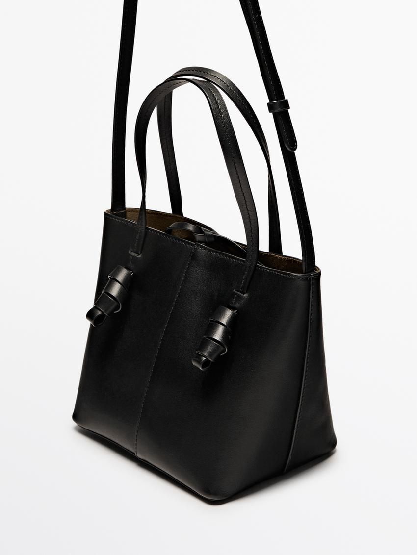 Massimo Dutti Nappa Leather Mini Women Bucket Bag Black | US-OC6318542