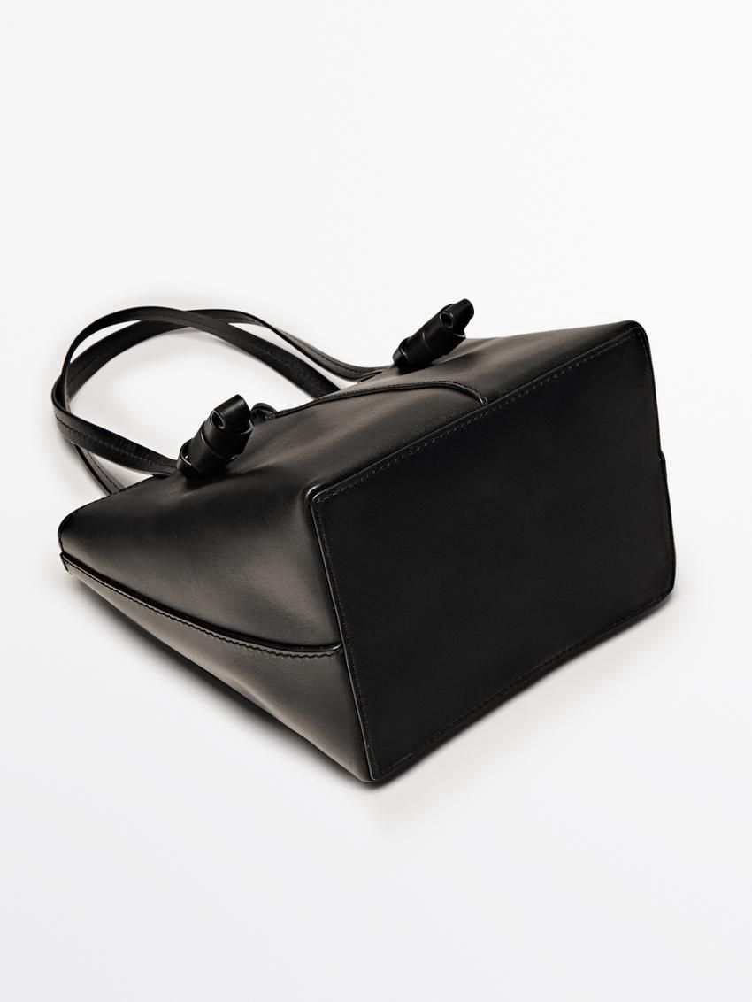 Massimo Dutti Nappa Leather Mini Women Bucket Bag Black | US-OC6318542