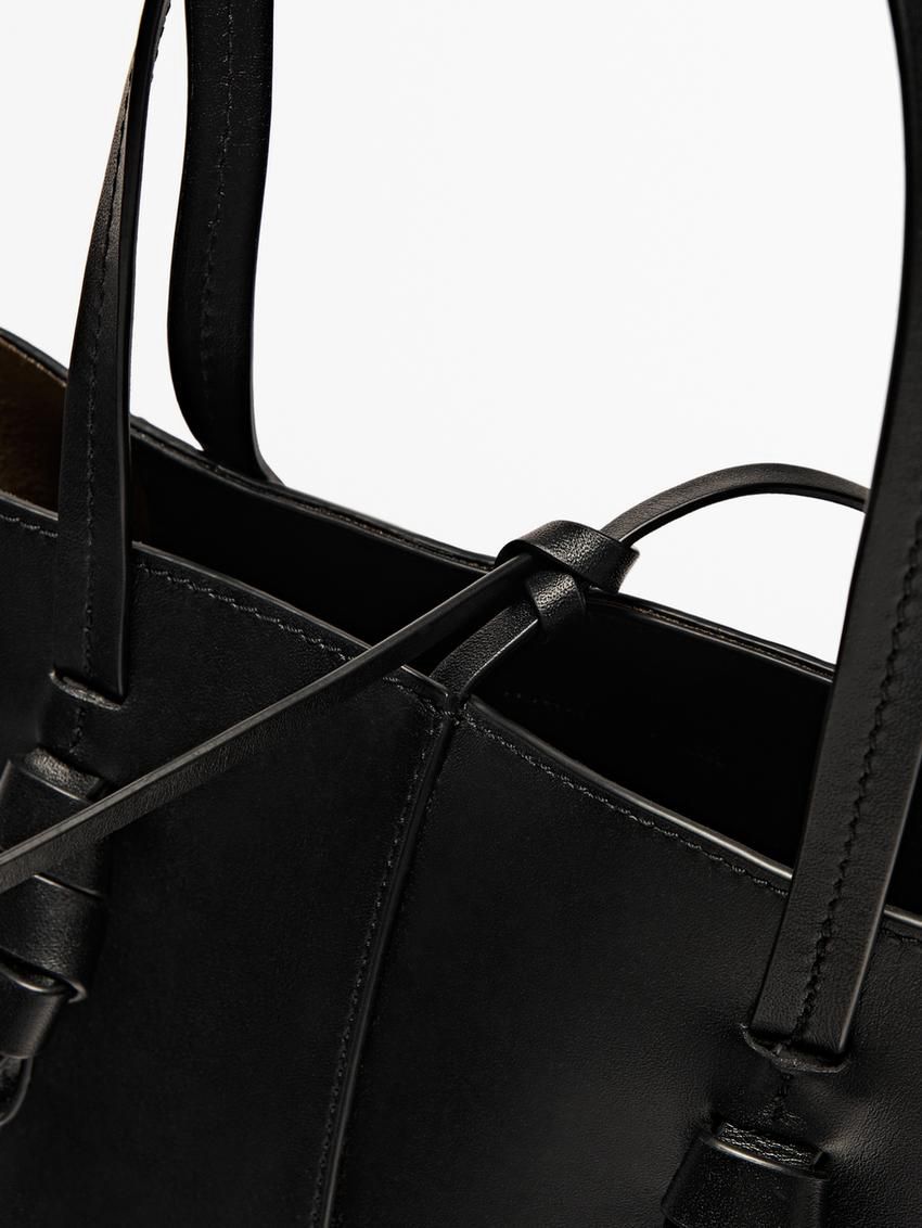 Massimo Dutti Nappa Leather Mini Women Bucket Bag Black | US-OC6318542