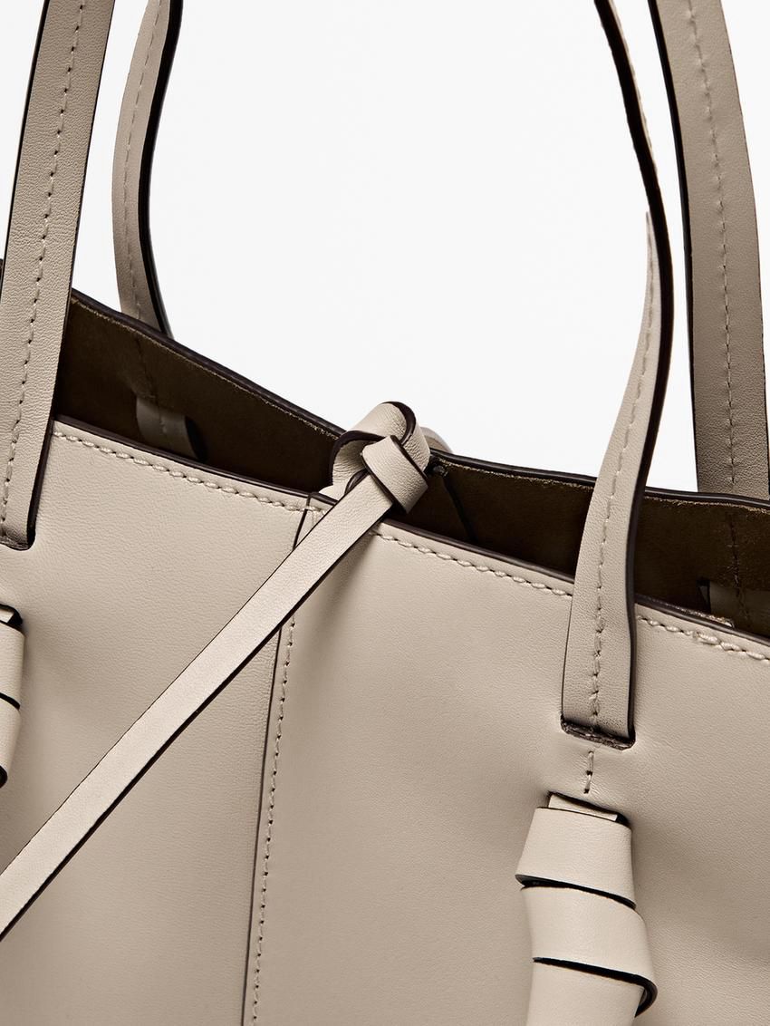 Massimo Dutti Nappa Leather Mini Women Bucket Bag Beige | US-DC5421637