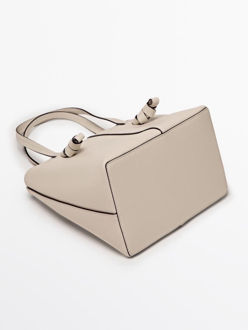 Massimo Dutti Nappa Leather Mini Women Bucket Bag Beige | US-DC5421637