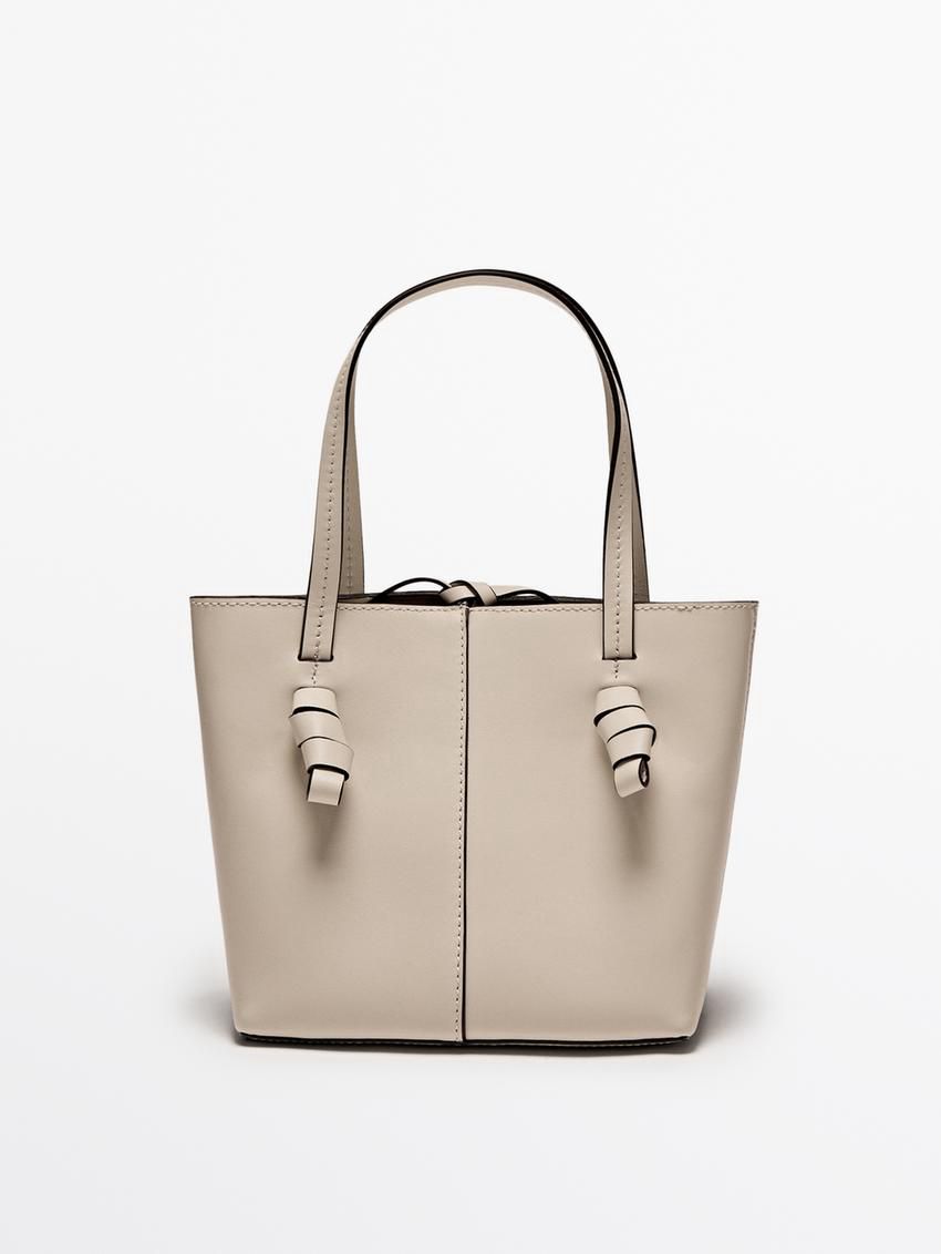 Massimo Dutti Nappa Leather Mini Women Bucket Bag Beige | US-DC5421637